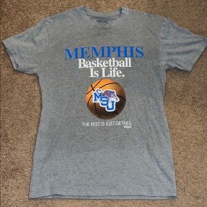19Nine Memphis Tigers “Basketball Is Life” Tee – Gray, Size Adult Small